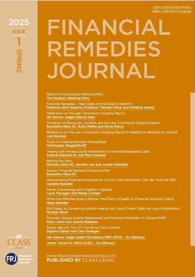 Financial Remedies Journal – 2025 Issue 1 | Spring